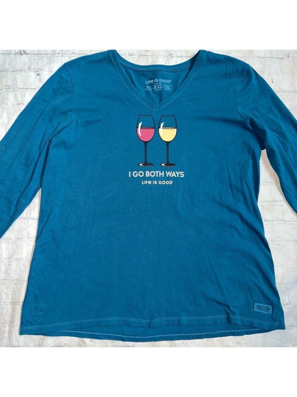 NWOT Women’s XXL Life Is Good LS Tunic Crusher TShirt Wine Theme